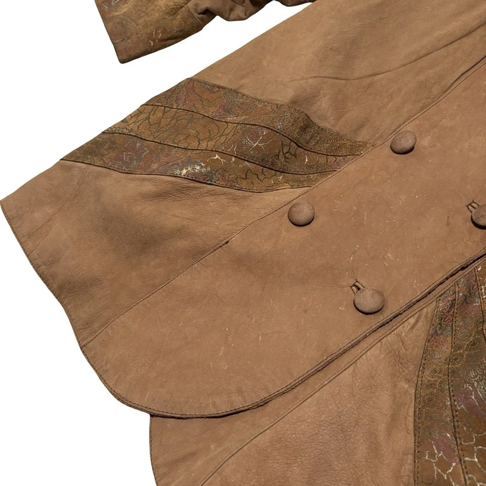VTG Euro Mond Of California Leather Jacket Patchwork Mettalic Western Sz Medium‎